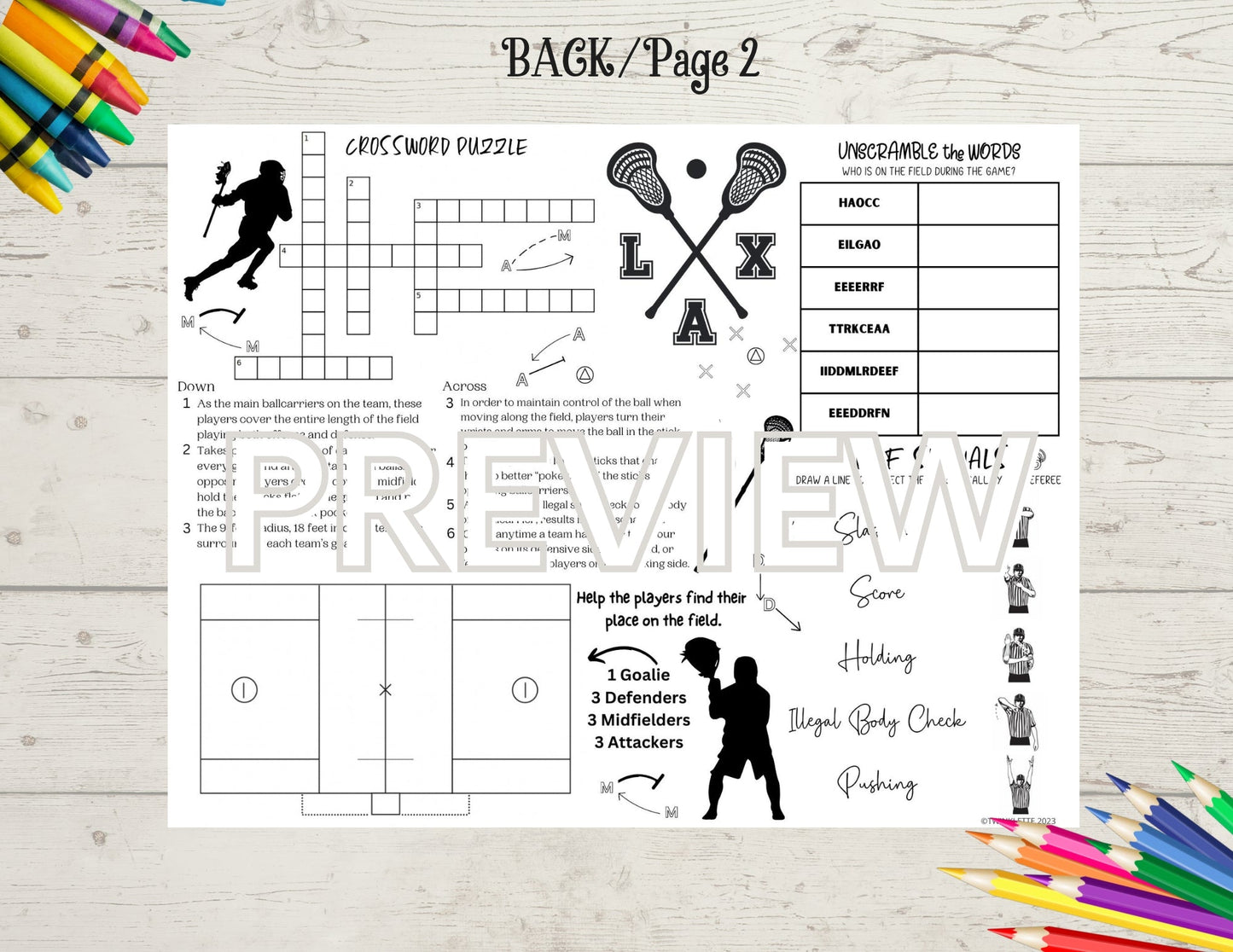 Lacrosse Coloring Activity Placemat (2-sided) - Twinklette