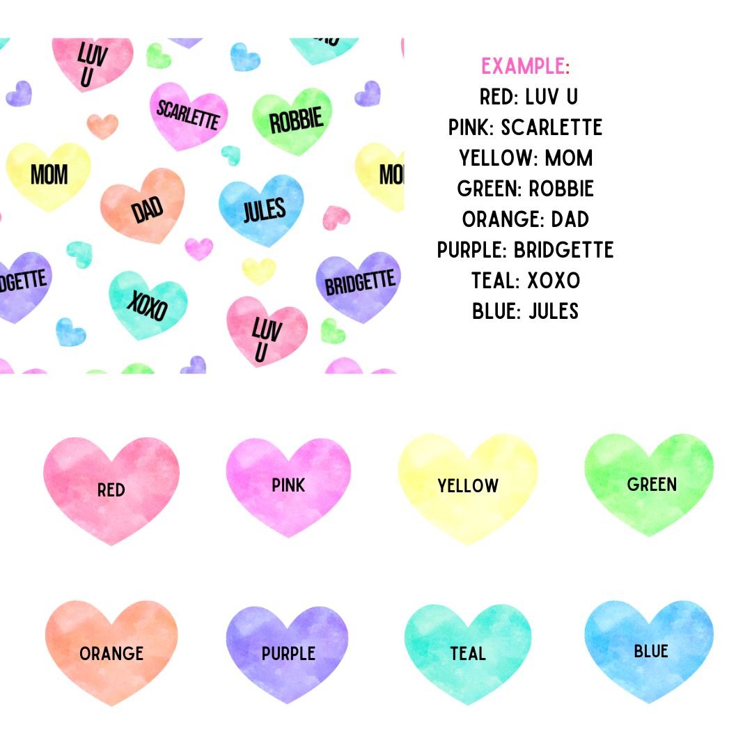 Personalized Valentine's Day Blanket with Repeated Hearts - Add up to 8 Names/Phrases! - Twinklette