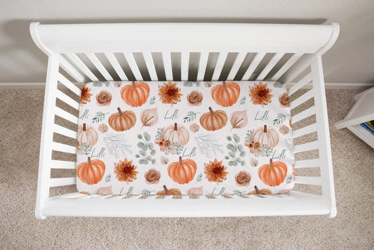 Pumpkin Floral Crib Sheet - Twinklette