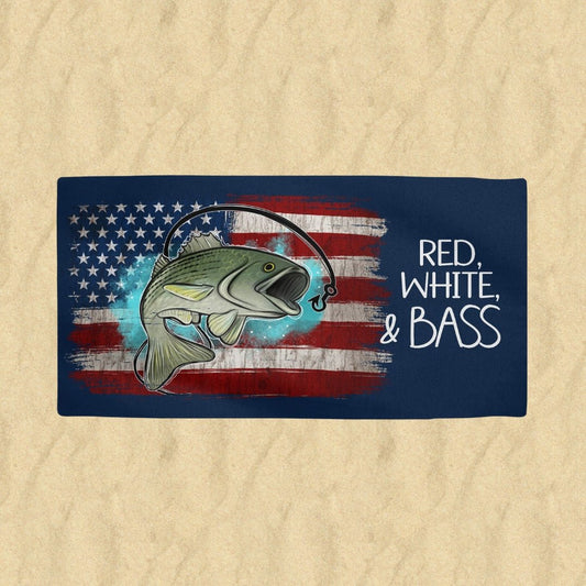 Red, White & Bass Beach Towel (Premium) - Twinklette