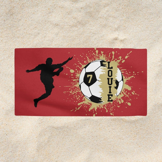 Soccer Beach Towel - Customize with Name, Number, and Team Colors - Personalized Gift Idea - Twinklette