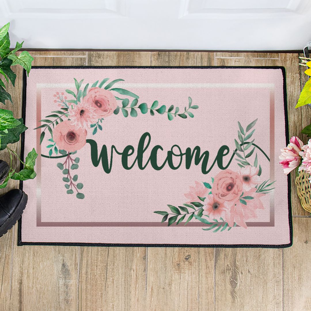 Welcome Floral Floor Mat - 36"x24" - Twinklette