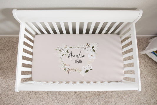 White Floral Crib Sheet - Twinklette